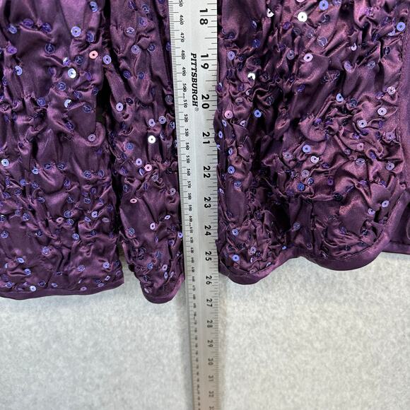 Adressing Jacket Womens Medium Purple Metal Silver Sequin Crinkle Embellished - Picture 14 of 16